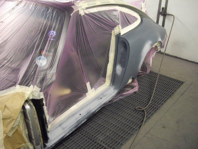 The sanded bodywork, ready to be re-painted